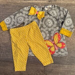 Rare Editions Butterfly Tunic Legging Set Toddler Girl Spring Outfit 12-18M